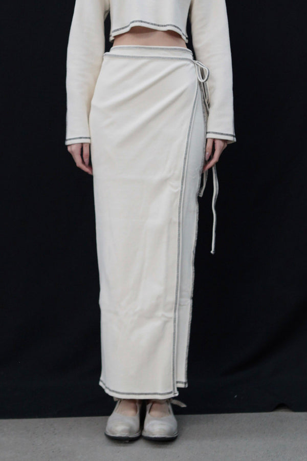BASERANGE Cotton and Linen Ribbed Wrap Skirt Portugal BAS-SKGW-RIB-SP24-UNDYED